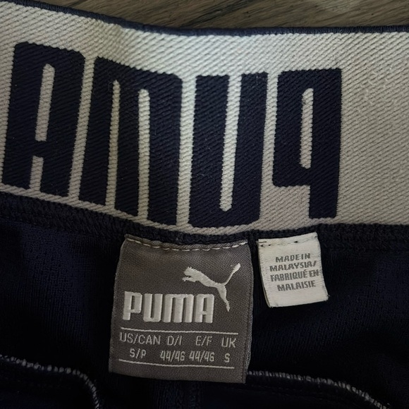 Puma Navy  bllue and white striped jersey pants Sz M - Picture 3 of 12